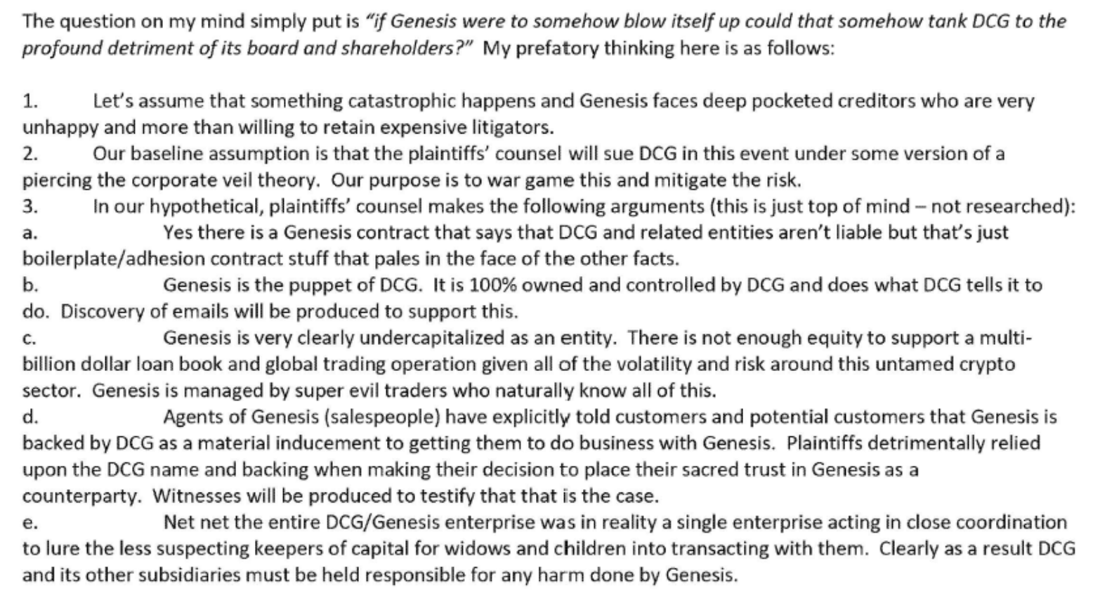 Genesis Lawsuit Alleges DCG's "Shadow Entity" Scheme and Ignored Risk Warnings