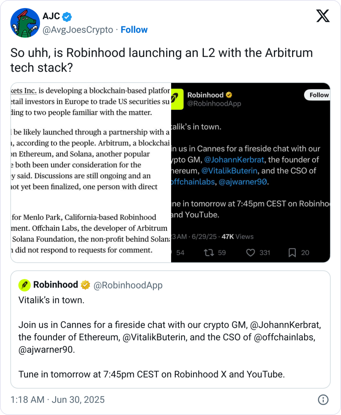 Arbitrum价格飙升17%：与Robinhood合作传闻引发市场热潮