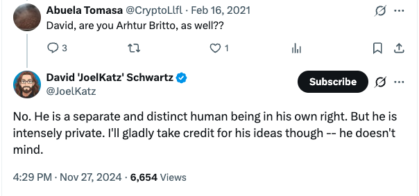 David Schwartz关于Arthur Britto的说明