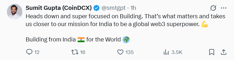 CoinDCX首席执行官Sumit Gupta否认收购传闻
