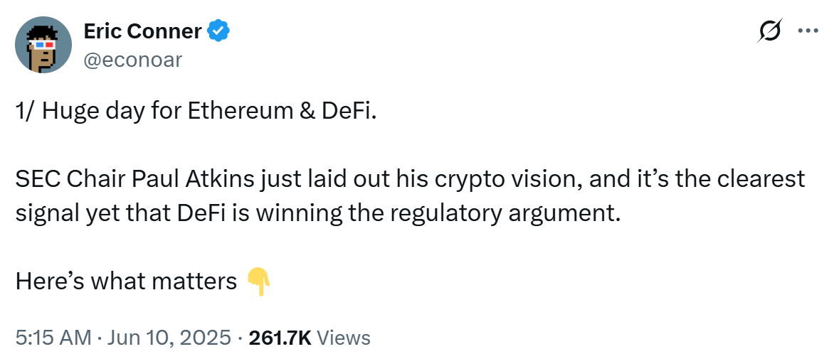SEC主席保罗·阿特金斯关于代币化证券的声明