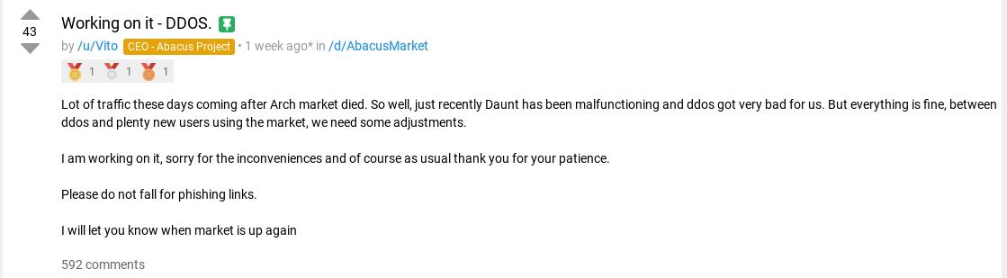 Abacus Market管理员Vito