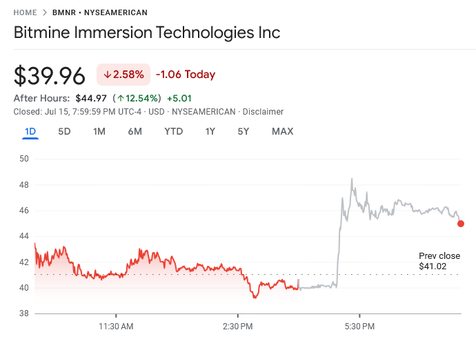 Peter Thiel持有9% BitMine股份曝光 股价盘后飙升