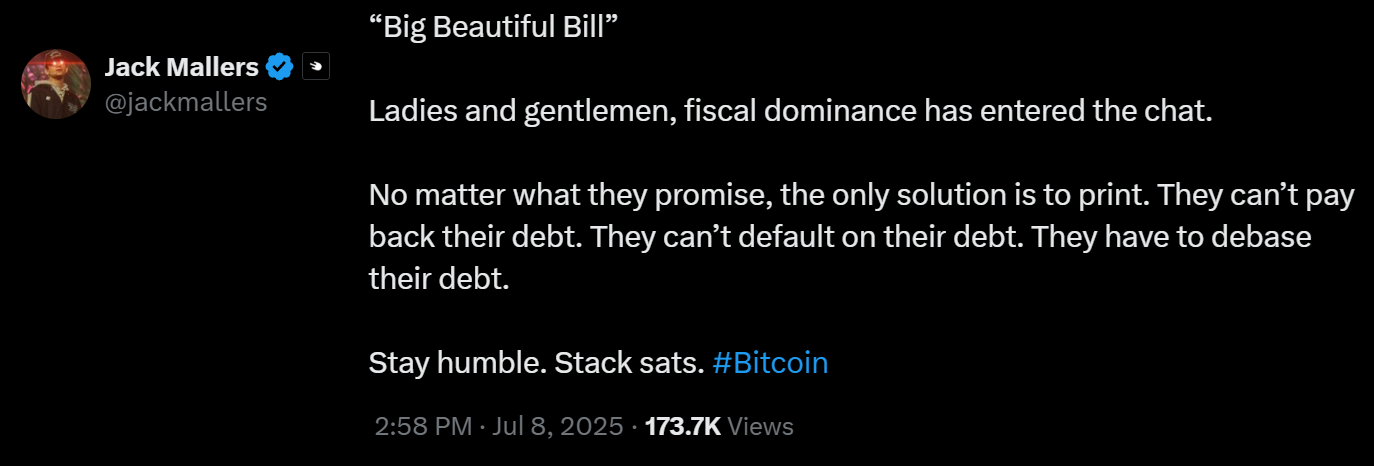 美国债务突破36.6万亿美元：比特币(BTC)会因经济衰退信号跌至9.5万吗？