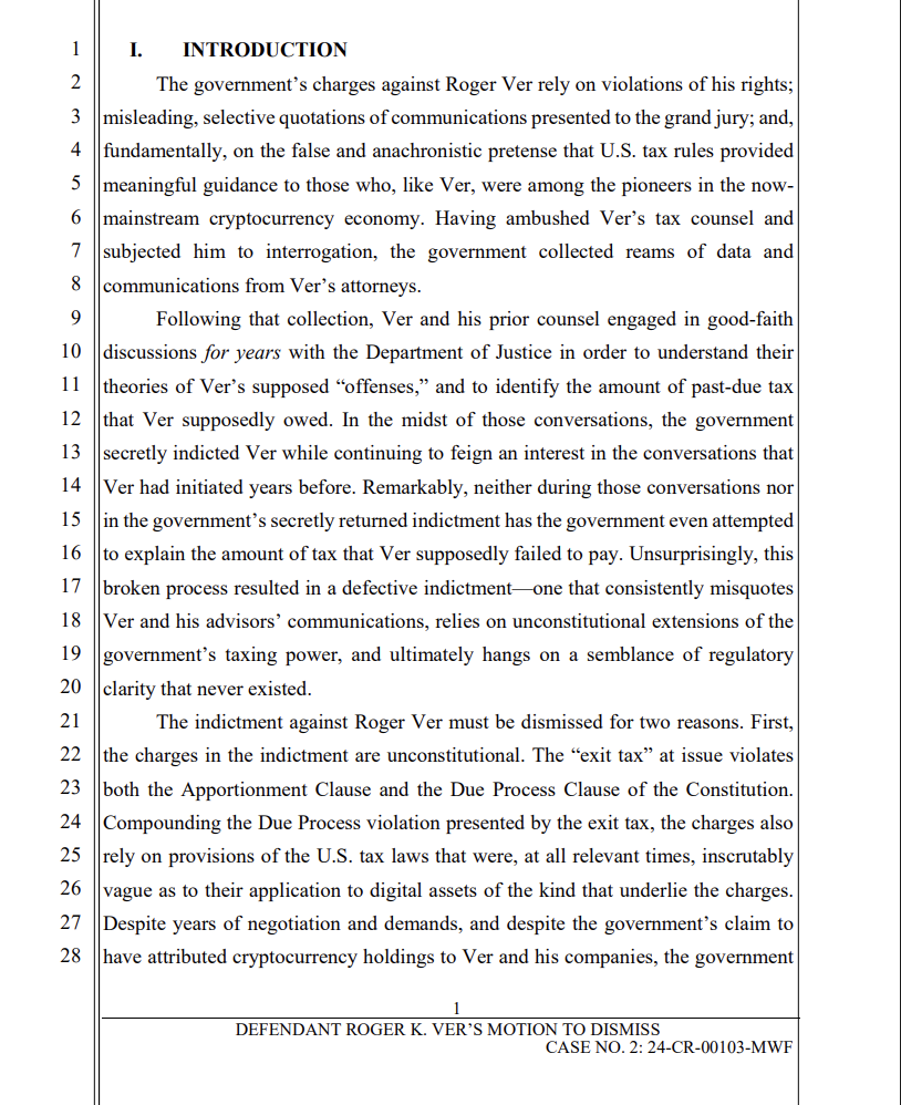"比特币耶稣"Roger Ver起诉西班牙政府 阻止引渡至美国受审