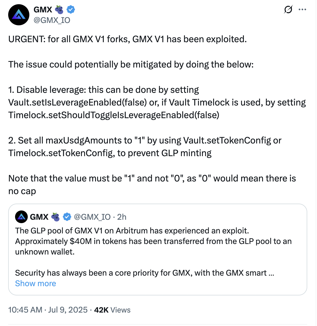GMX V1暂停交易和代币铸造：4000万美元攻击事件深度解析