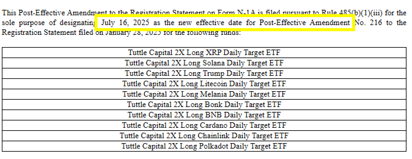 Tuttle新推ETF产品将于7月16日上市 提供SOL、TRUMP、XRP等资产两倍杠杆多空交易