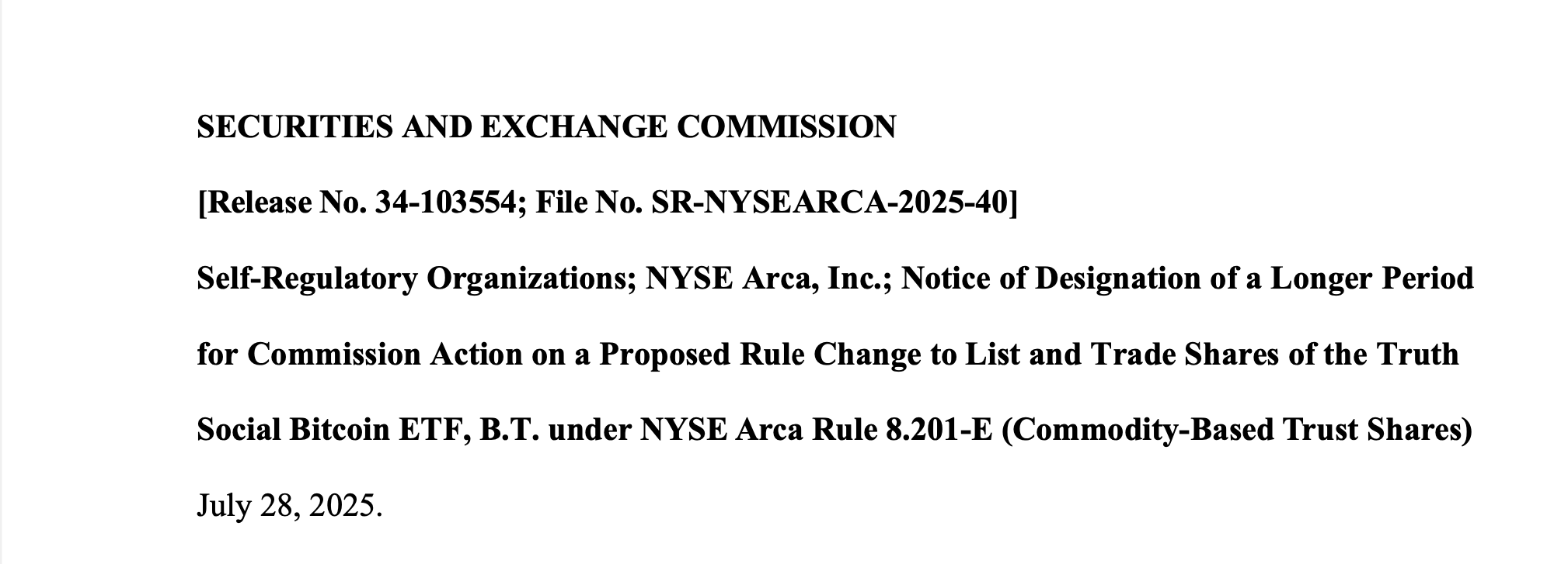 SEC延迟审批特朗普支持的比特币ETF