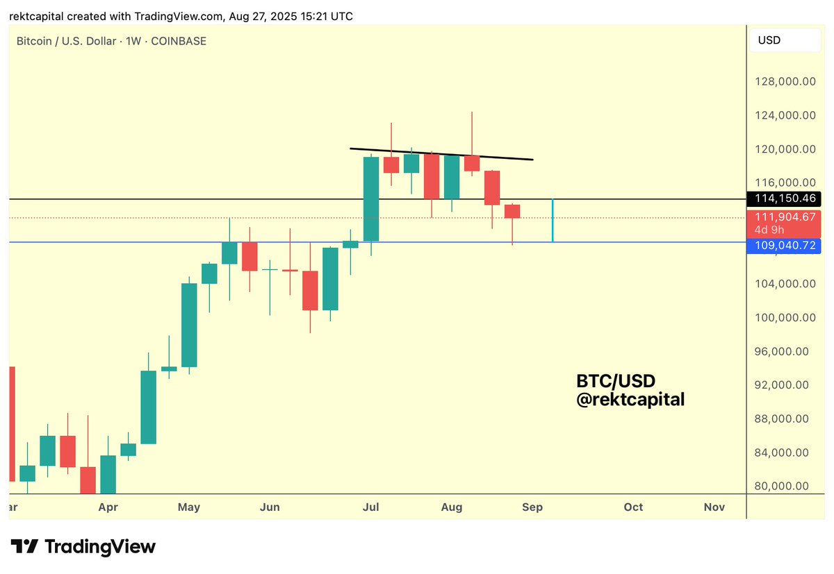 比特币交易员警告：BTC周线需突破11.4万美元以避免深度回调