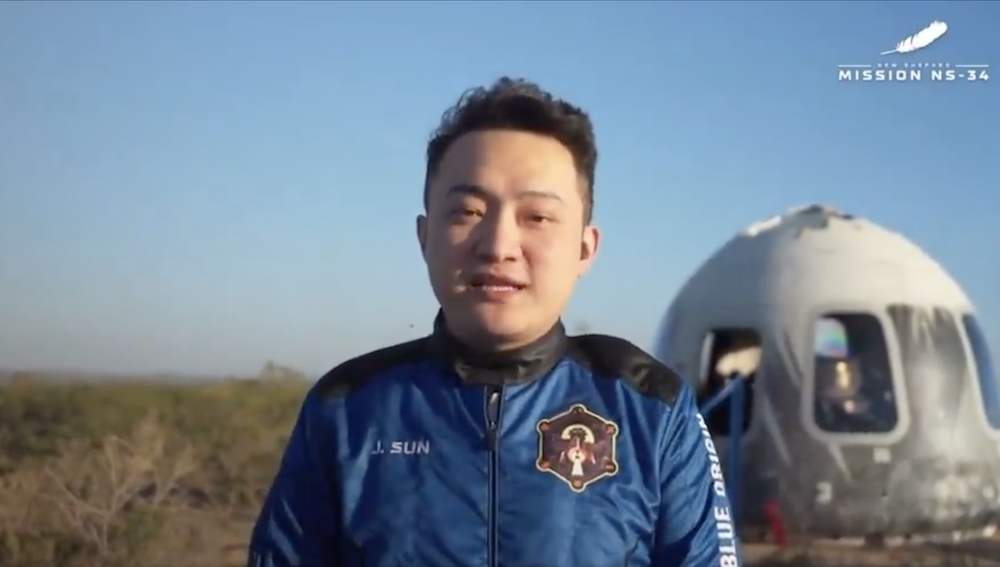 孙宇晨（Justin Sun）从太空返回 波场（Tron）创始人太空之旅圆满结束