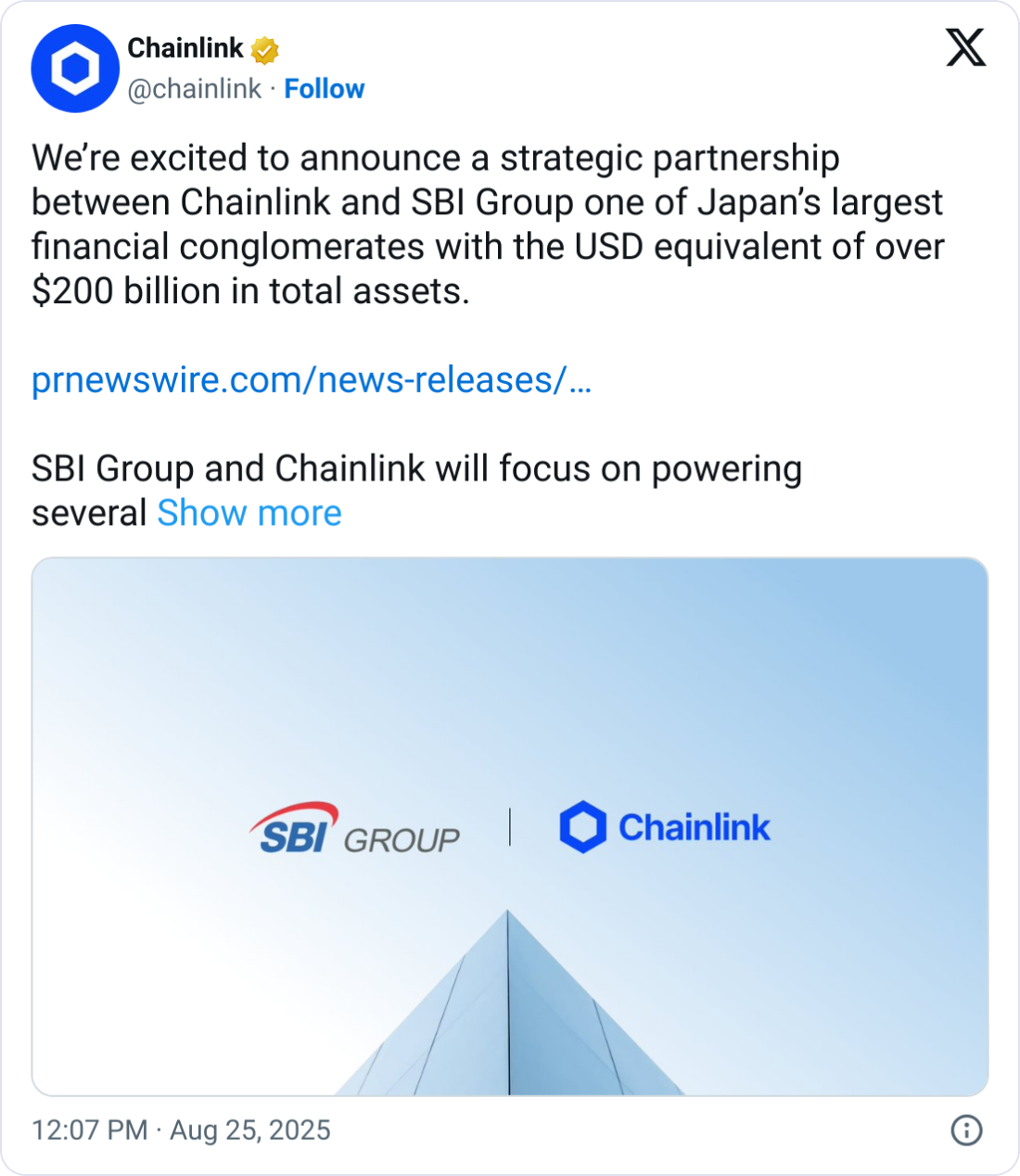 SBI与Chainlink合作推动金融创新