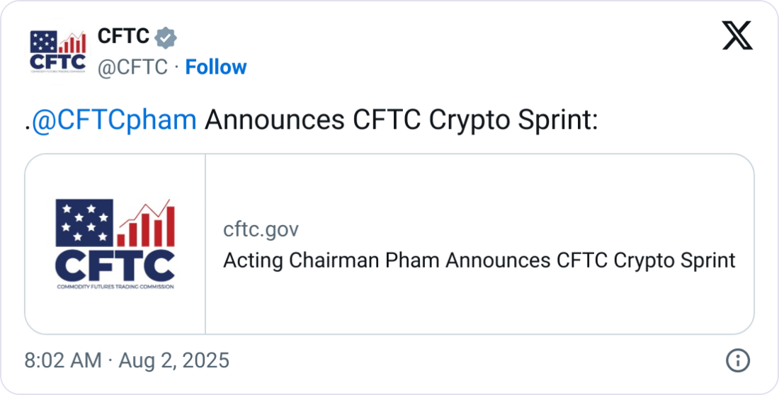 CFTC与SEC联手启动加密冲刺计划 积极响应白宫数字资产监管政策