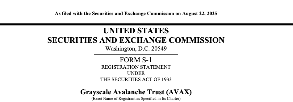 灰度提交Avalanche现货ETF申请 AVAX代码获SEC受理 | 区块链投资新机遇