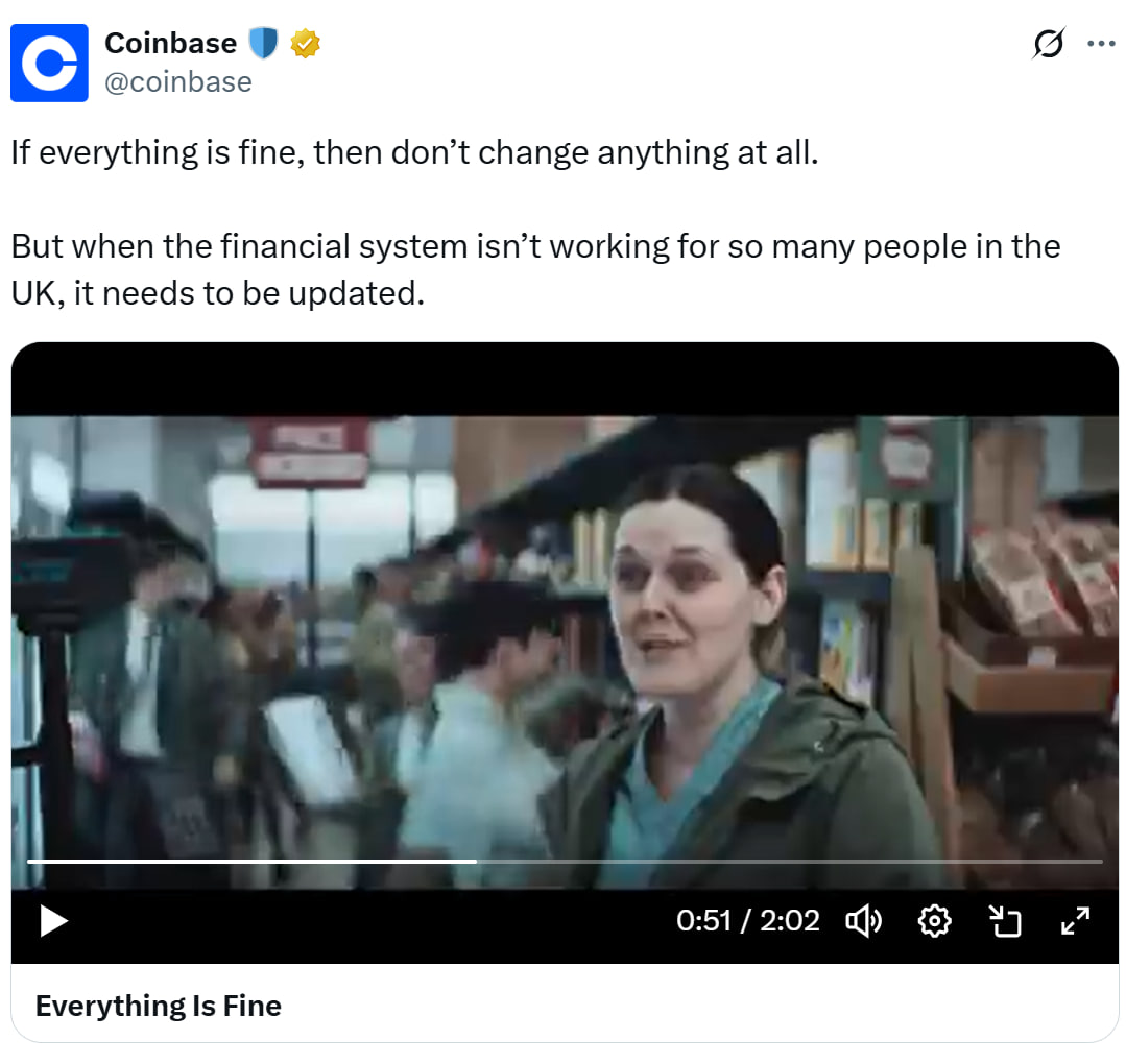 Coinbase讽刺英国经济现状