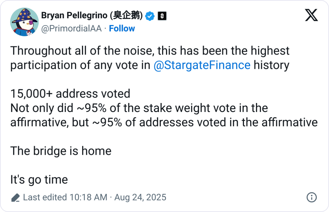 LayerZero收购Stargate社区投票数据