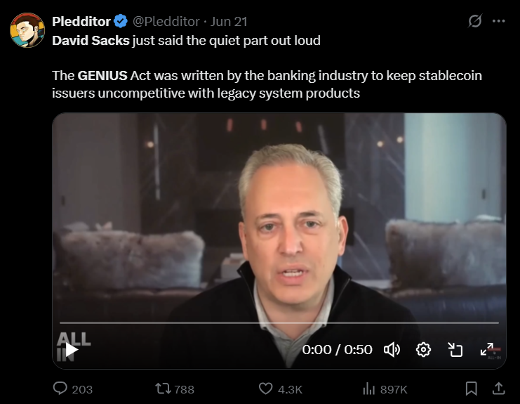 《GENIUS法案》限制稳定币收益引争议：传统金融代币化浪潮持续升温