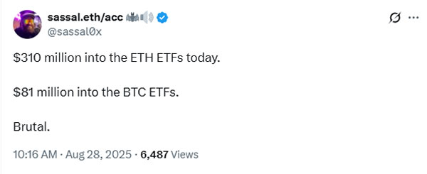 以太坊ETF资金流入量激增，五日超比特币十倍，ETH与BTC投资趋势分析
