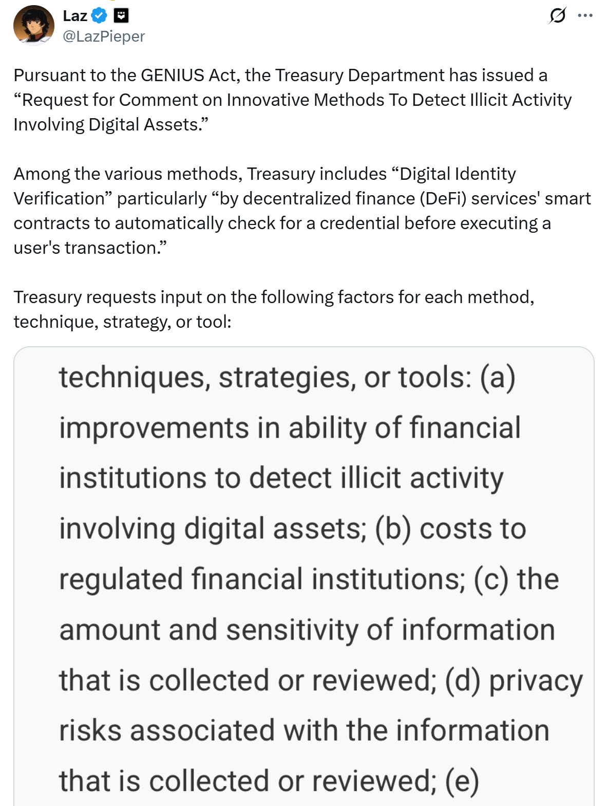 美国财政部DeFi身份验证提案示意图