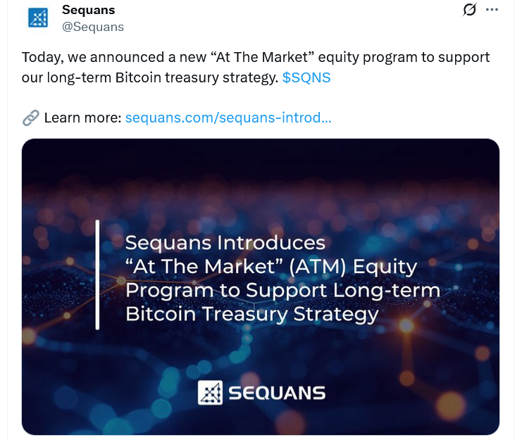 Sequans比特币财库战略示意图