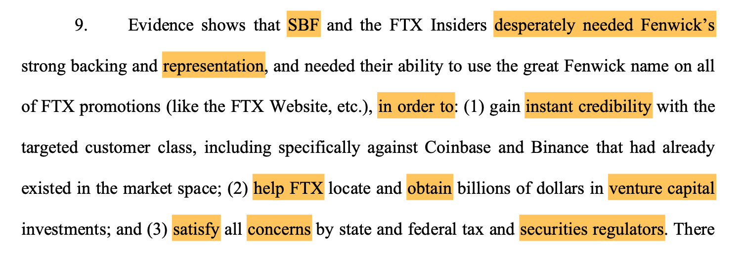 FTX用户起诉Fenwick & West律所 指控其为交易所倒闭关键因素