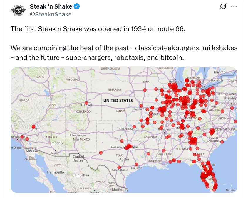 "Steak 'n Shake第二季度同店销售额飙升11% 比特币(BTC)支付推动业绩增长"