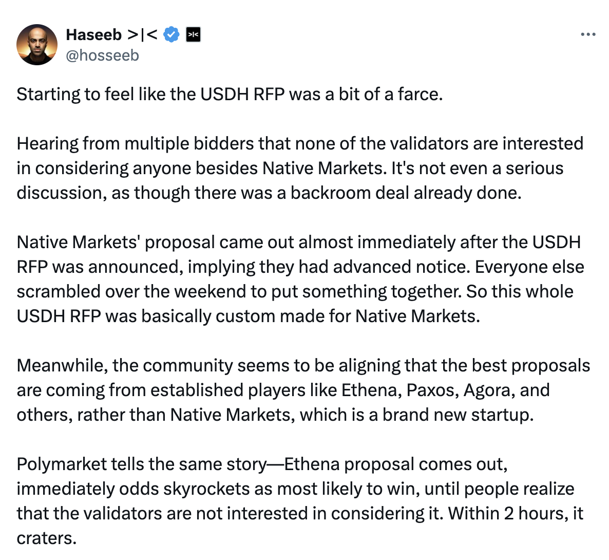 Ethena退出Hyperliquid USDH稳定币竞标，为Native Markets铺平道路