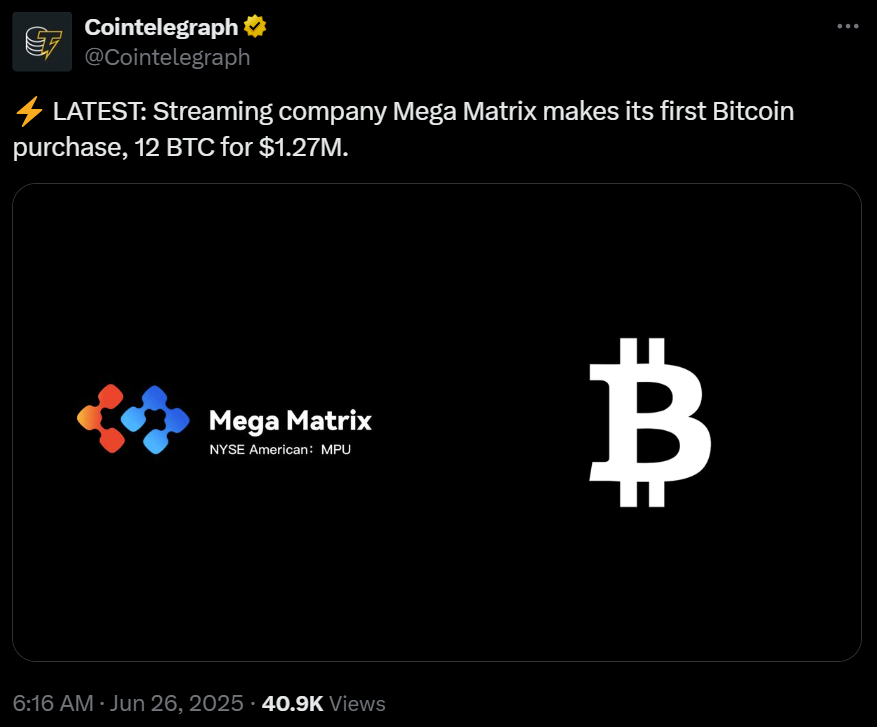 Mega Matrix申请20亿美元构建Ethena稳定币治理财库架构 | 区块链投资指南