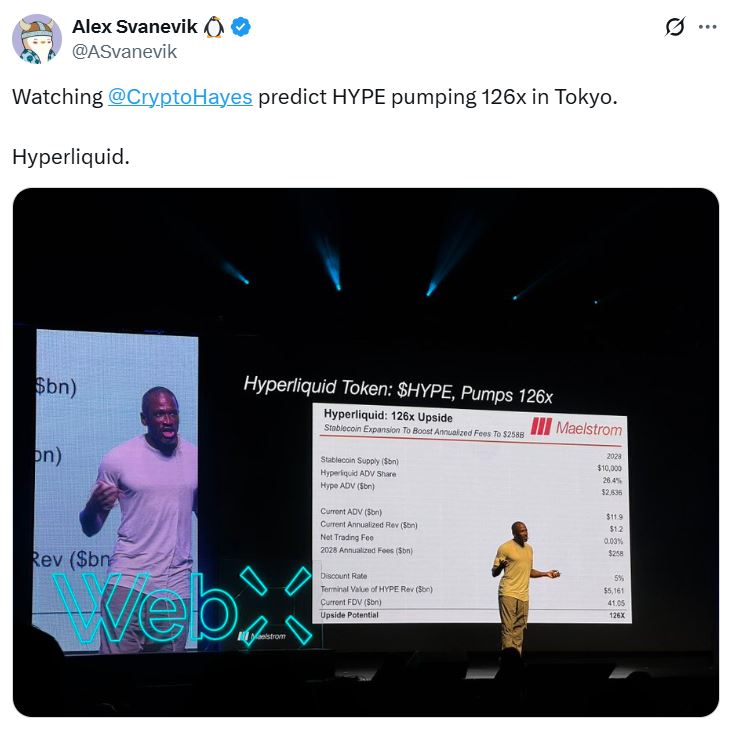 Arthur Hayes套现HYPE持仓购跑车，曾预测飙升126倍仅一月前