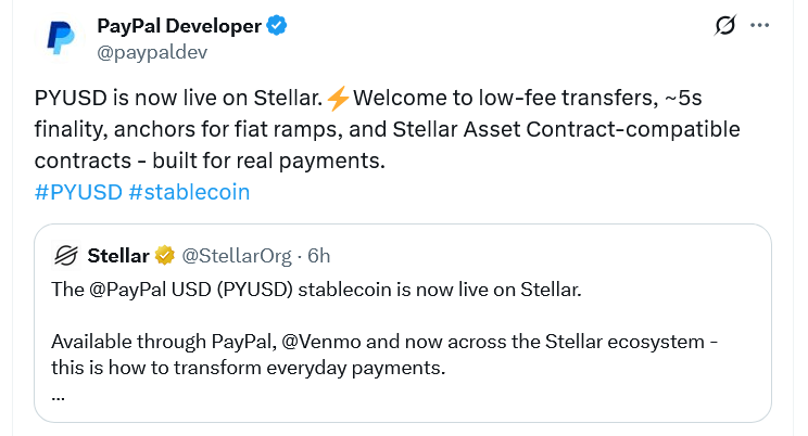 PayPal扩展PYUSD稳定币至Tron、Avalanche等8大区块链网络