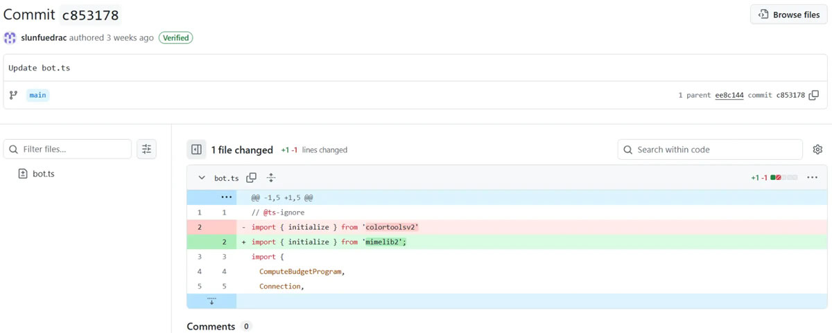 NPM恶意包colortoolsv2和mimelib2示例 - ReversingLabs发现