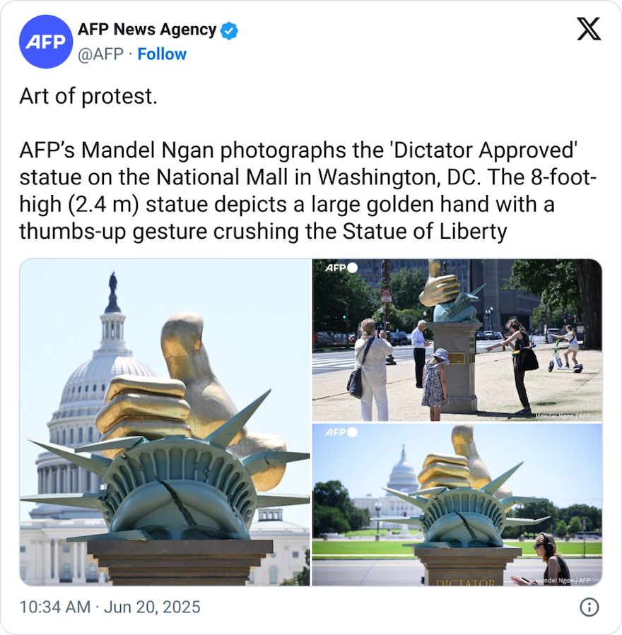 抗议雕像：独裁者批准