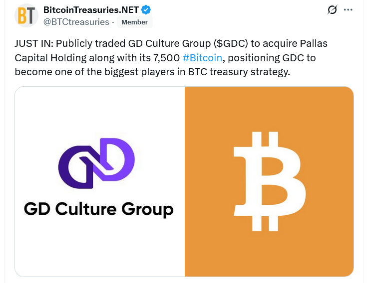 纳斯达克上市公司GD Culture因8.75亿美元比特币收购致股价暴跌 | 区块链投资风险分析